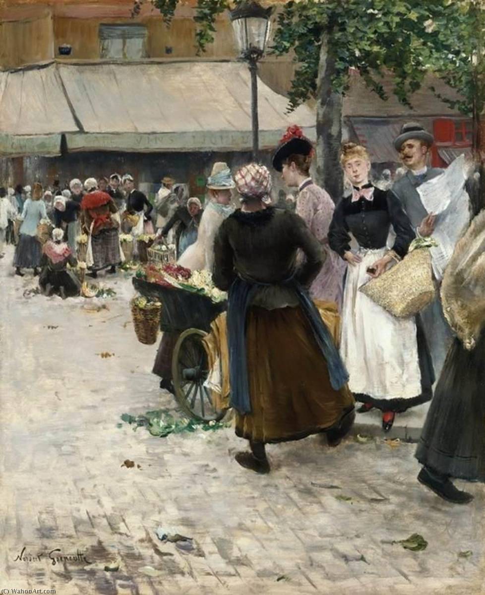 Wikioo.org - The Encyclopedia of Fine Arts - Painting, Artwork by Norbert Goeneutte - The Flower Market