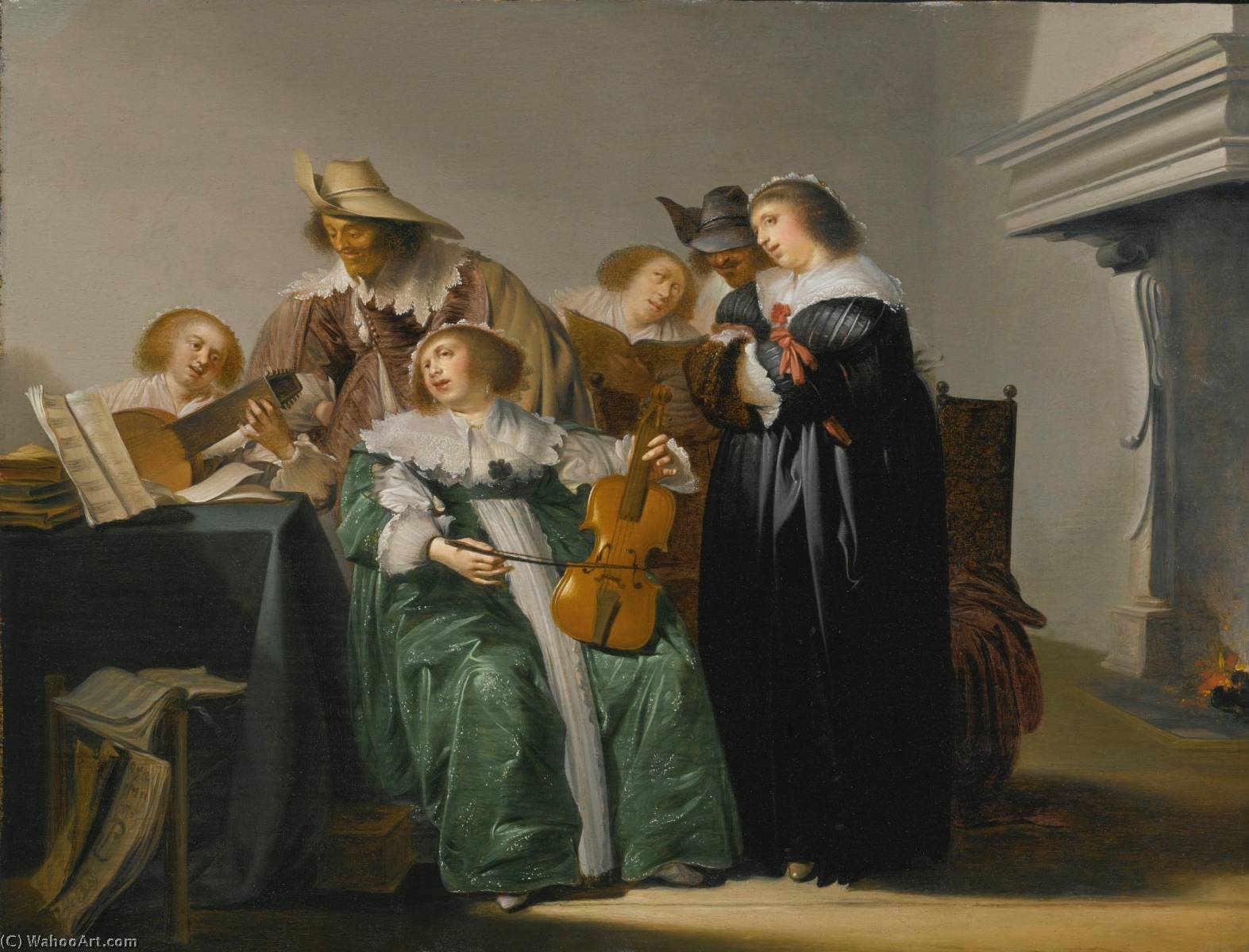 WikiOO.org - Encyclopedia of Fine Arts - Maľba, Artwork Pieter Jacobs Codde - Elegant company making music