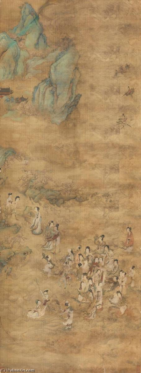 Wikoo.org - موسوعة الفنون الجميلة - اللوحة، العمل الفني Qiu Ying - THE LAND OF ETERNAL HAPPINESS