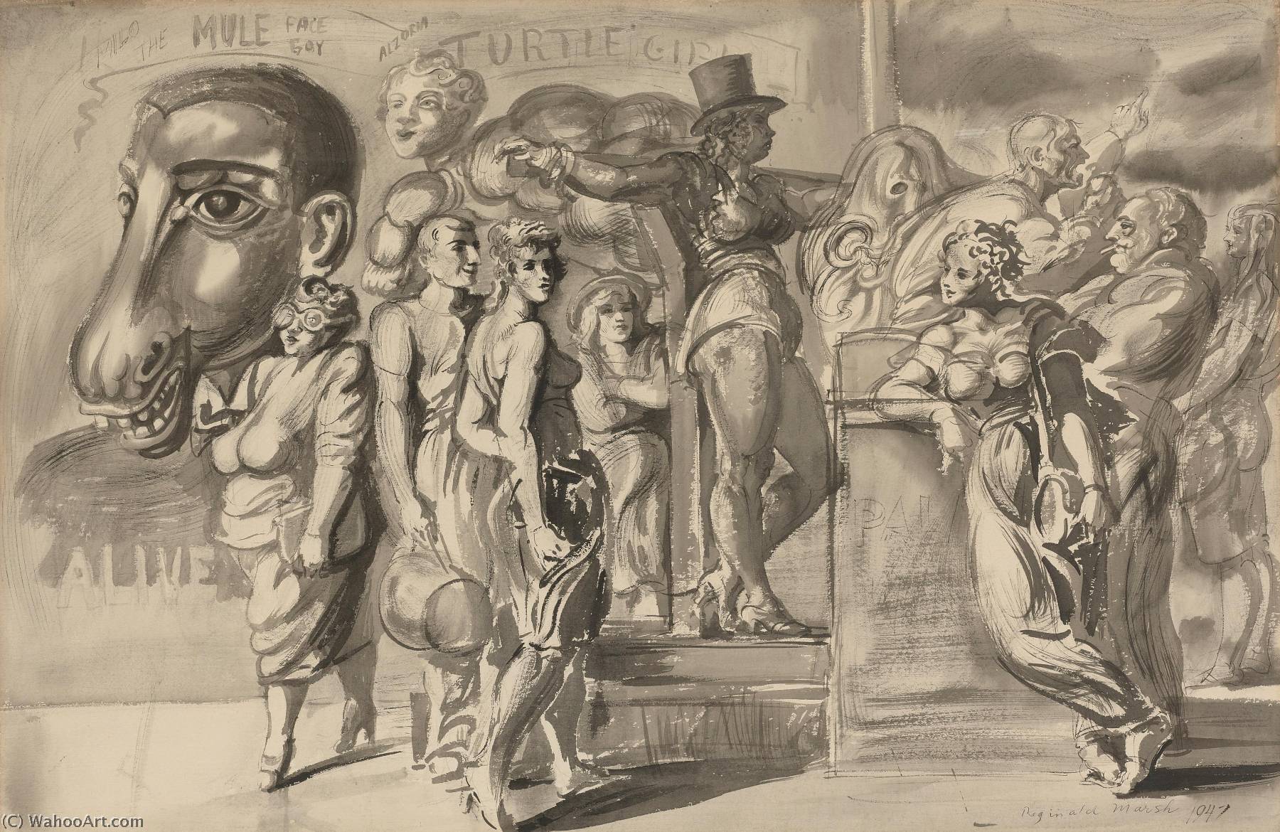 Wikioo.org - The Encyclopedia of Fine Arts - Painting, Artwork by Reginald Marsh - Milo the Mule Face Boy