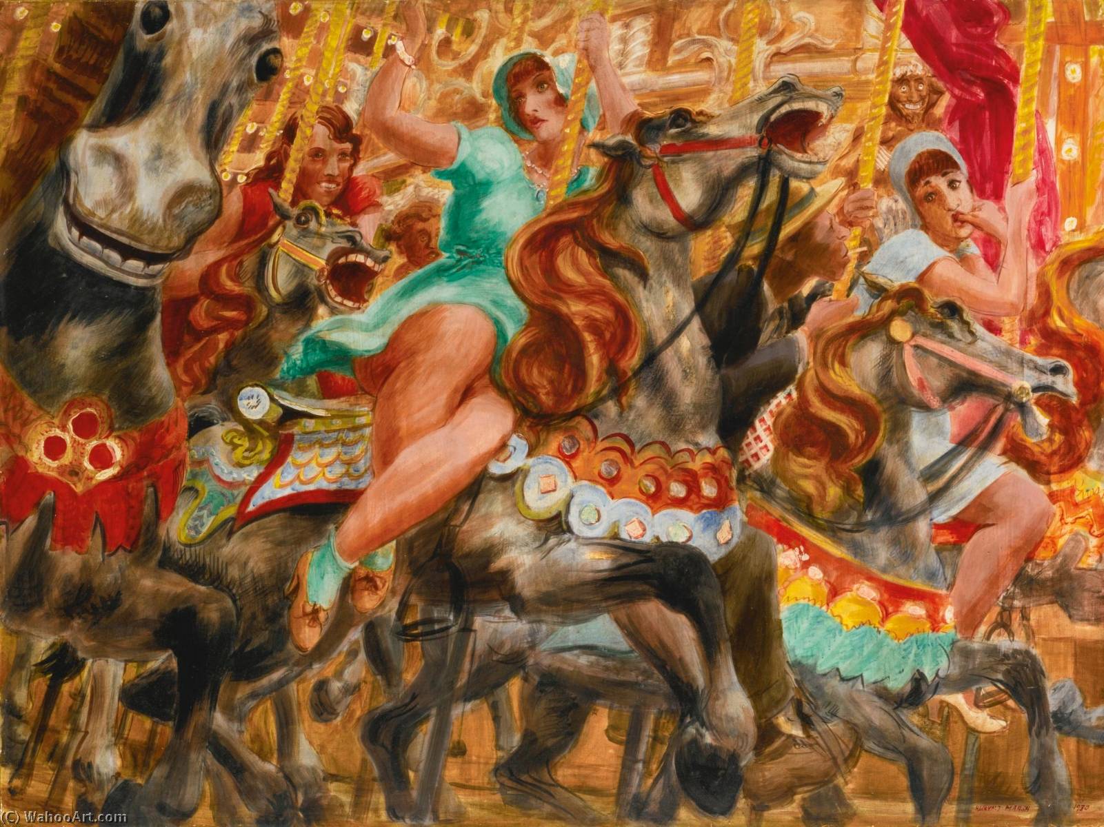 Wikioo.org - The Encyclopedia of Fine Arts - Painting, Artwork by Reginald Marsh - Merry Go Round