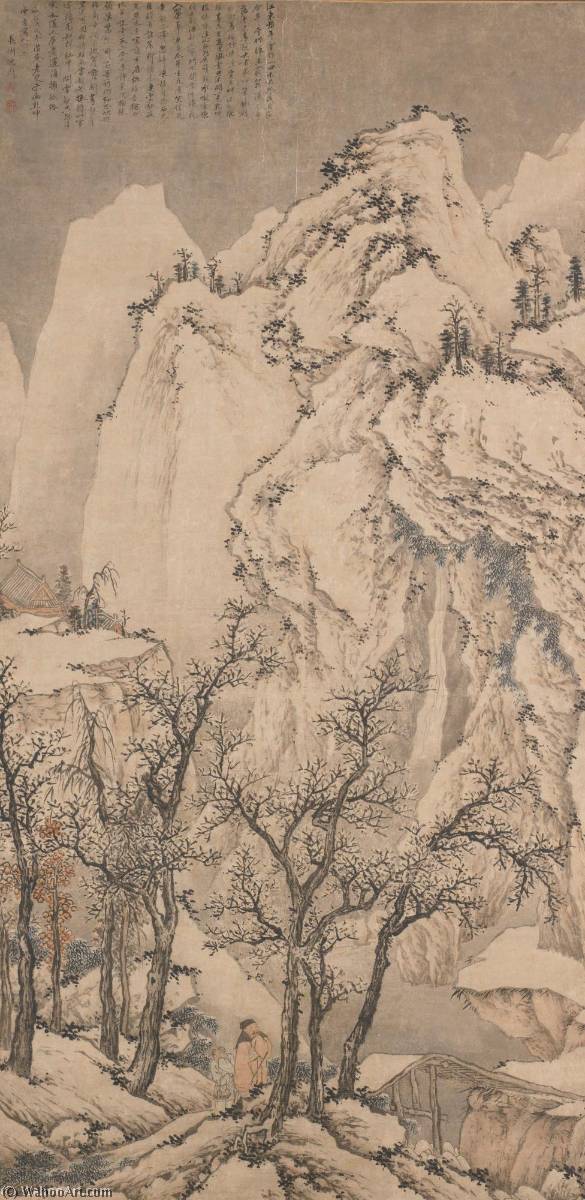 Wikioo.org - The Encyclopedia of Fine Arts - Painting, Artwork by Shen Zhou - SNOWY LANDSCAPE