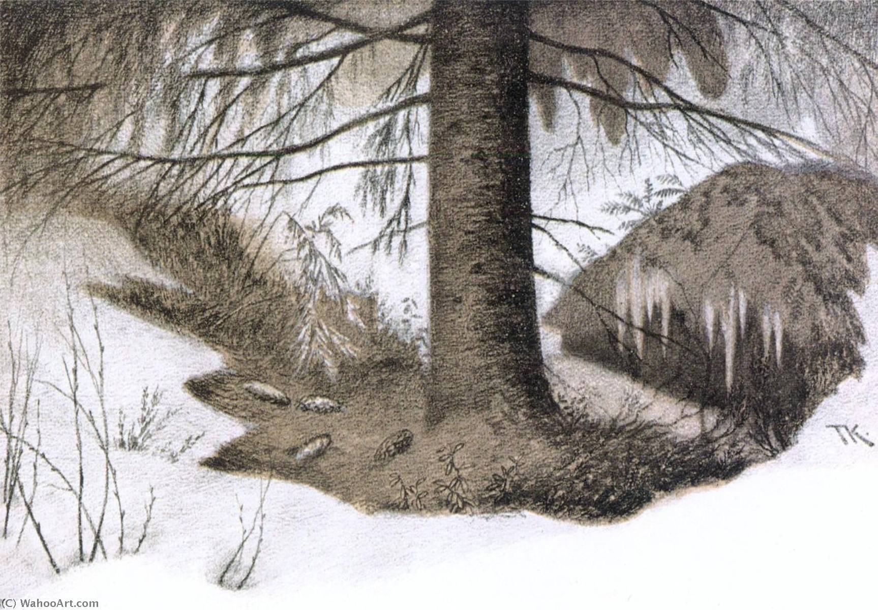 Wikioo.org - The Encyclopedia of Fine Arts - Painting, Artwork by Theodor Kittelsen - Forest's Wintergarden