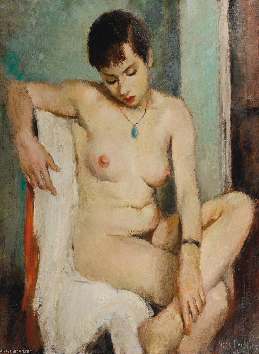 Wikioo.org - The Encyclopedia of Fine Arts - Painting, Artwork by Vera Rockline - Seated Nude