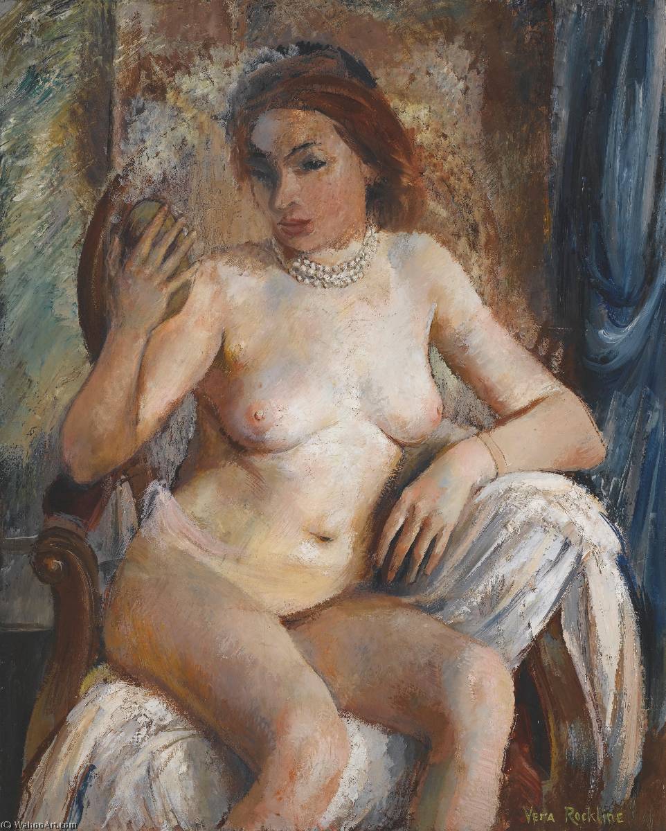 Wikioo.org - The Encyclopedia of Fine Arts - Painting, Artwork by Vera Rockline - Nude with Mirror