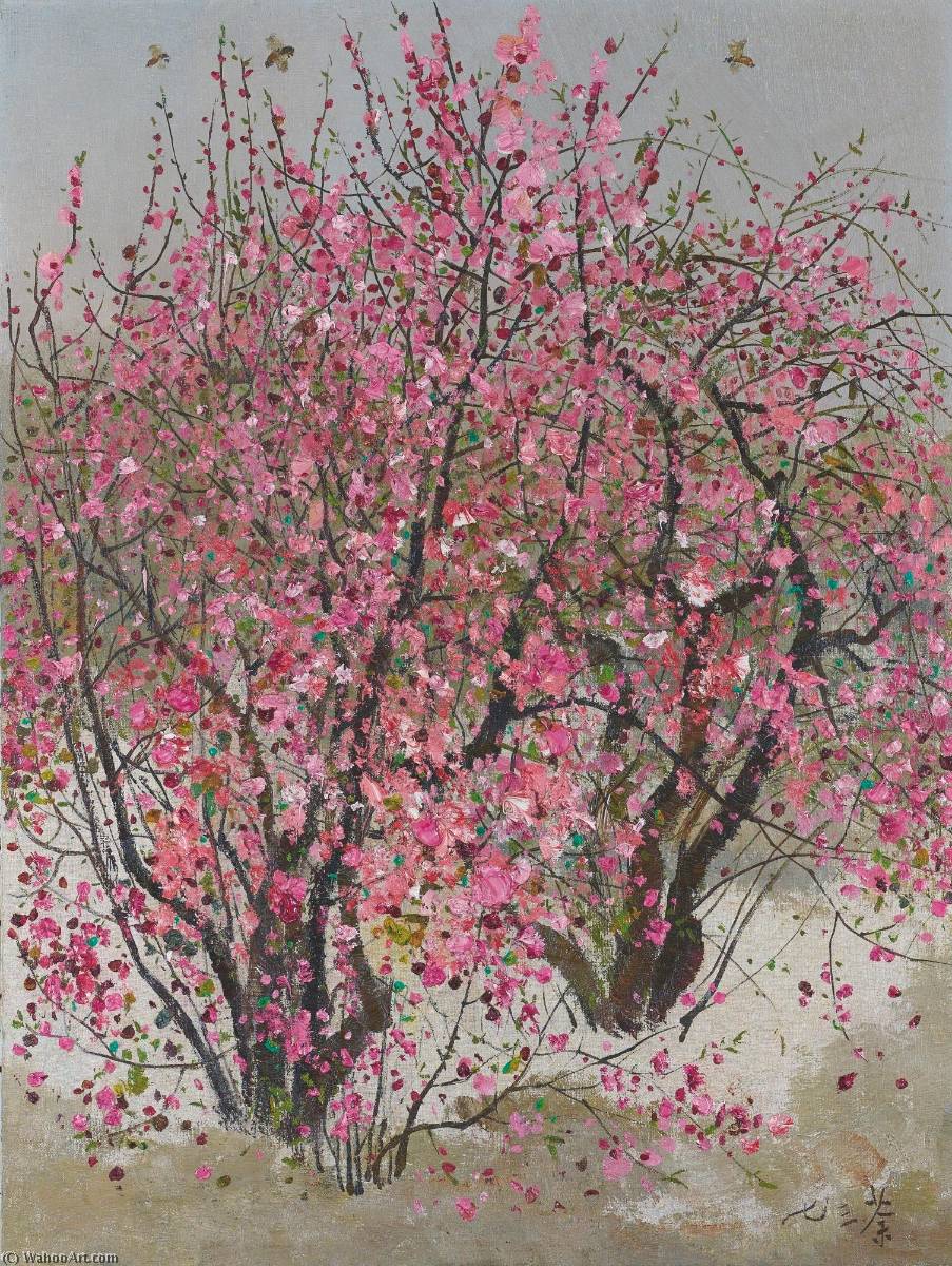 Wikioo.org – L'Encyclopédie des Beaux Arts - Peinture, Oeuvre de Wu Guanzhong - pêche en fleurs