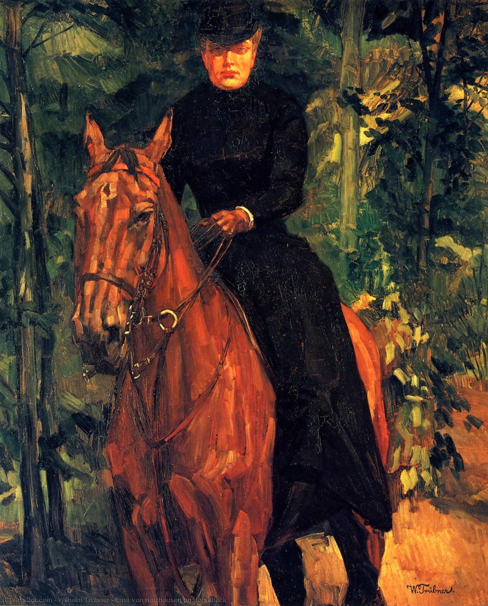 Wikioo.org - The Encyclopedia of Fine Arts - Painting, Artwork by Wilhelm Trübner - Erna von Holzhausen on Horseback