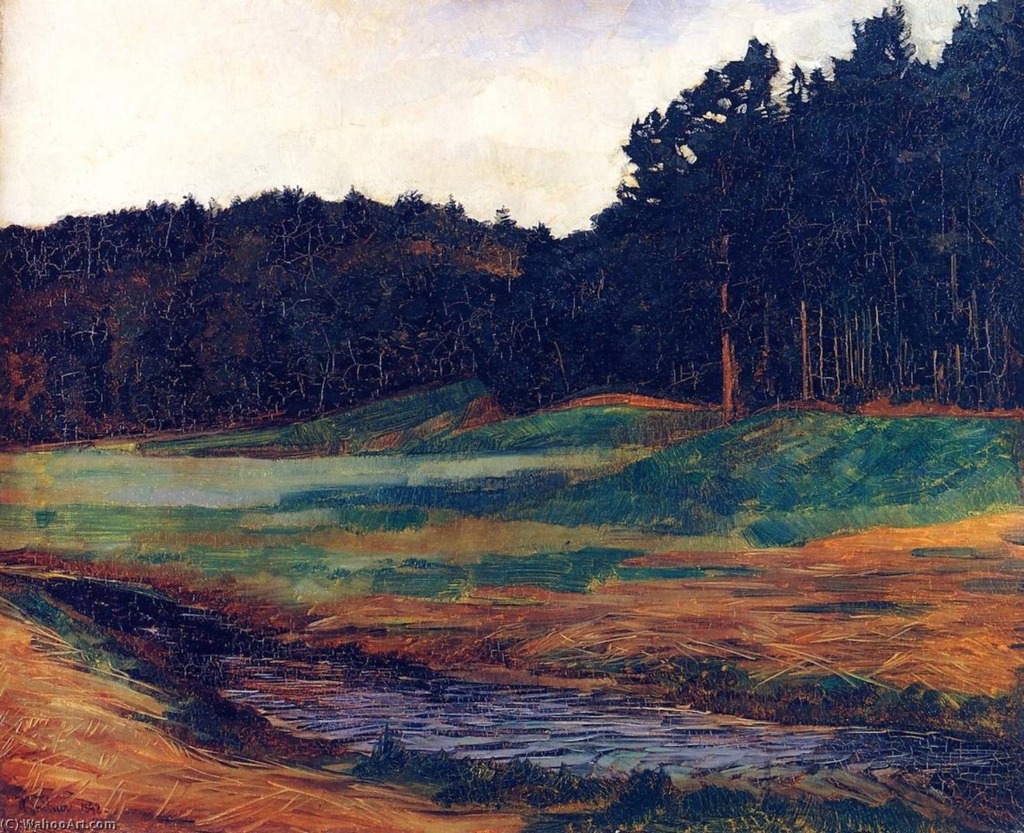 Wikioo.org - สารานุกรมวิจิตรศิลป์ - จิตรกรรม Wilhelm Trübner - The Edge of the Woods at Obing