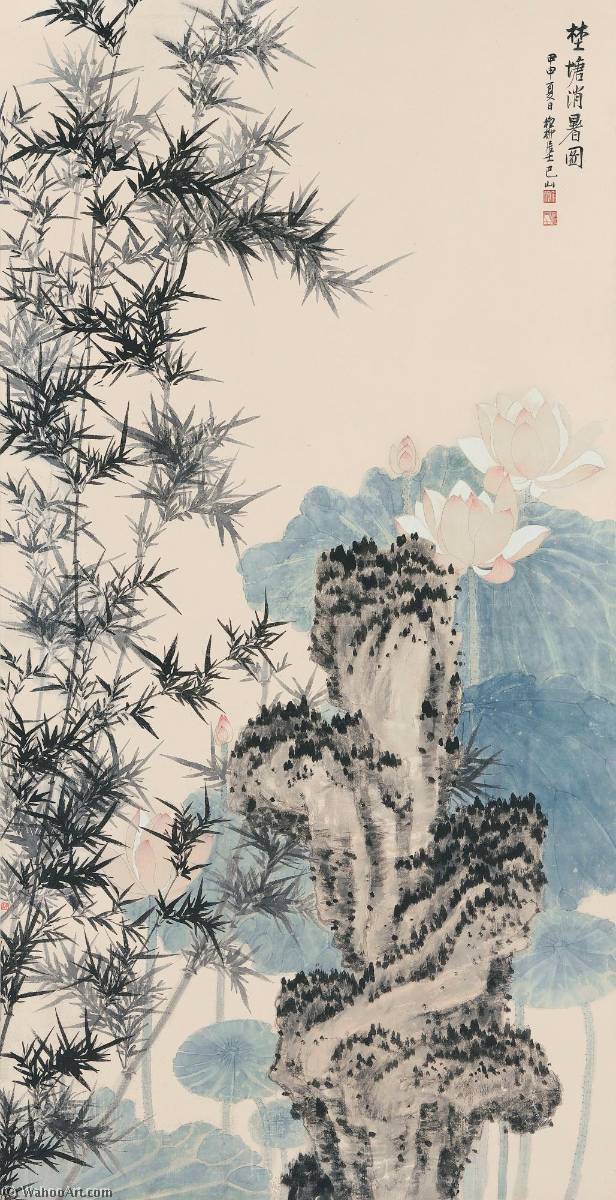 Wikioo.org - Die Enzyklopädie bildender Kunst - Malerei, Kunstwerk von Xie Zhiliu - lotos Kinderspiel  an  Sommer