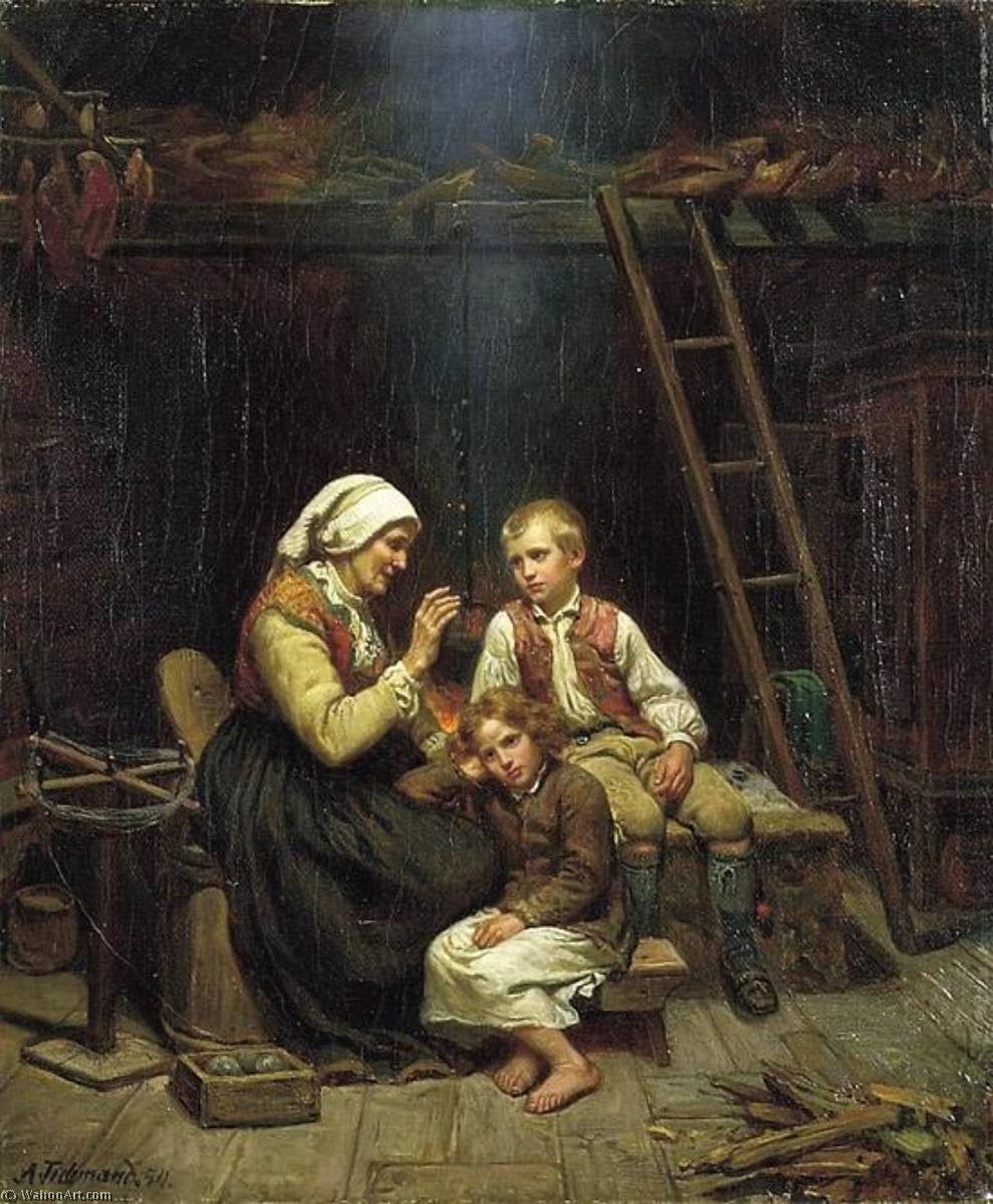 Wikioo.org - The Encyclopedia of Fine Arts - Painting, Artwork by Adolph Tidemand - Grandmother's Tale
