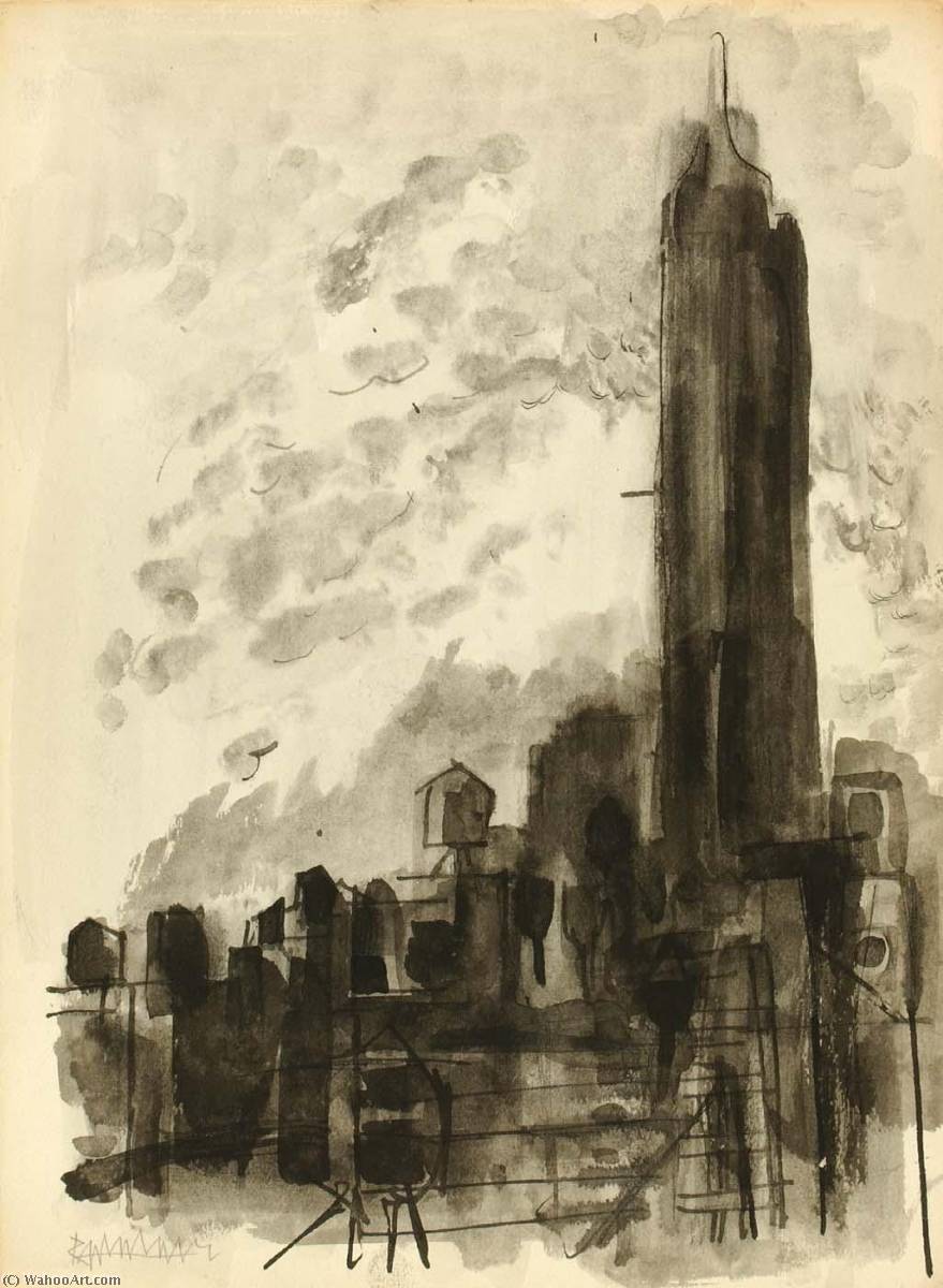 WikiOO.org - Encyclopedia of Fine Arts - Målning, konstverk Abraham Rattner - Empire State Building