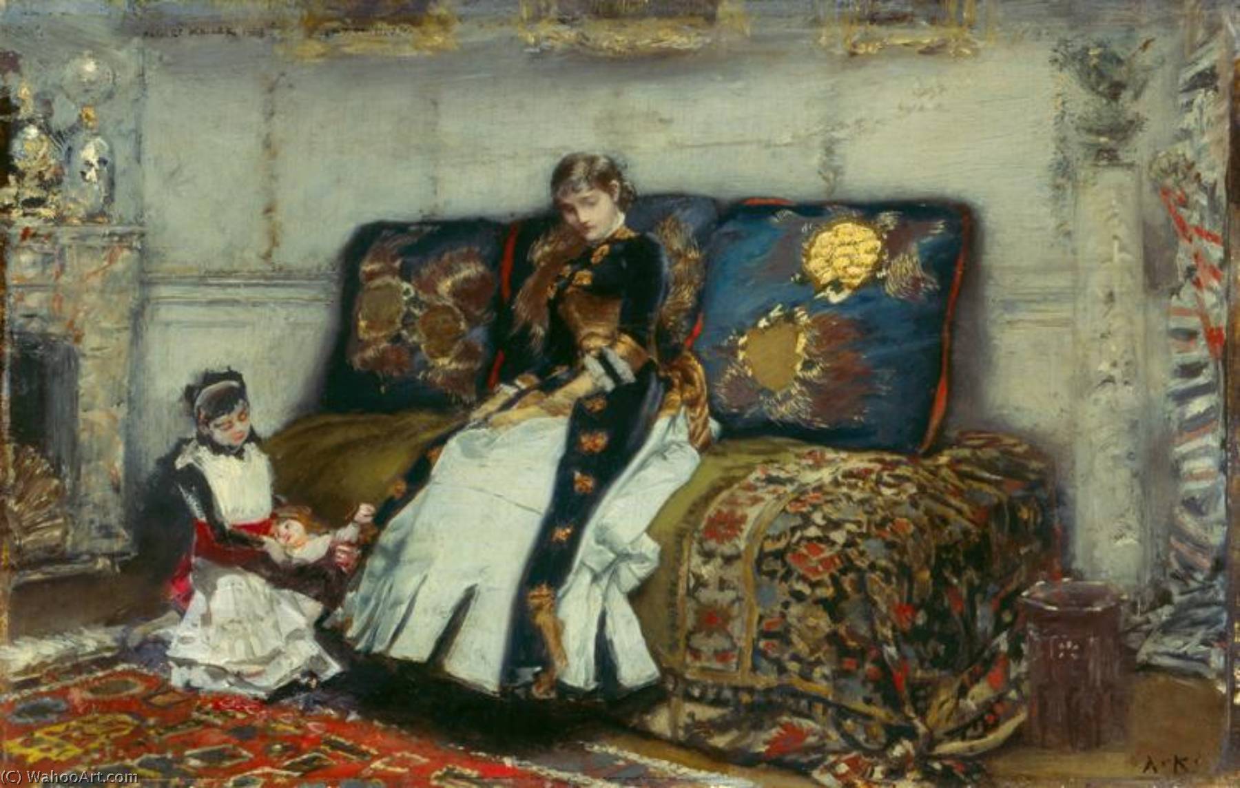 WikiOO.org - Enciklopedija likovnih umjetnosti - Slikarstvo, umjetnička djela Albert Von Keller - Milli Beckmann with Daughter, Paris