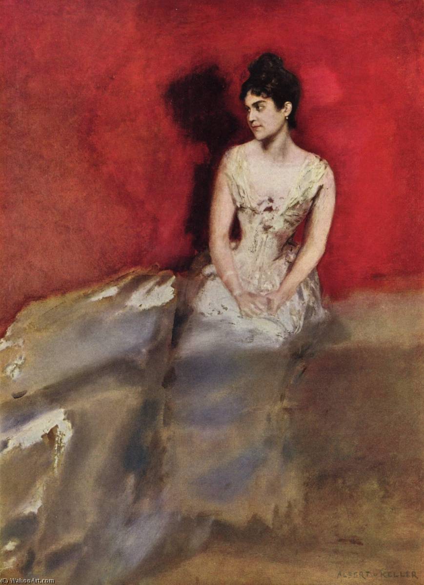 Wikioo.org - The Encyclopedia of Fine Arts - Painting, Artwork by Albert Von Keller - Deutsch Porträt der Frau des Künstlers