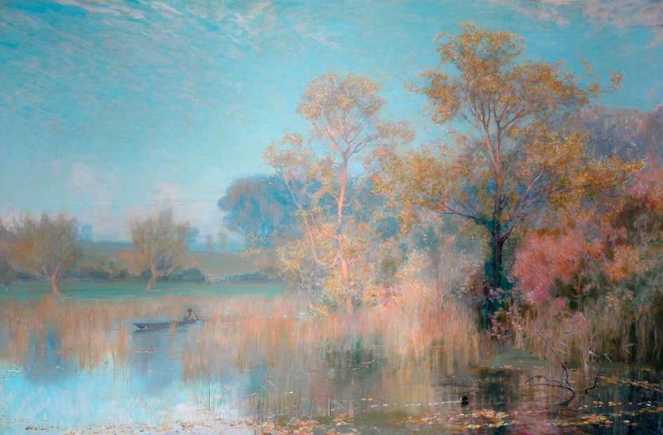 WikiOO.org - Güzel Sanatlar Ansiklopedisi - Resim, Resimler Alfred East - Lakeside Landscape