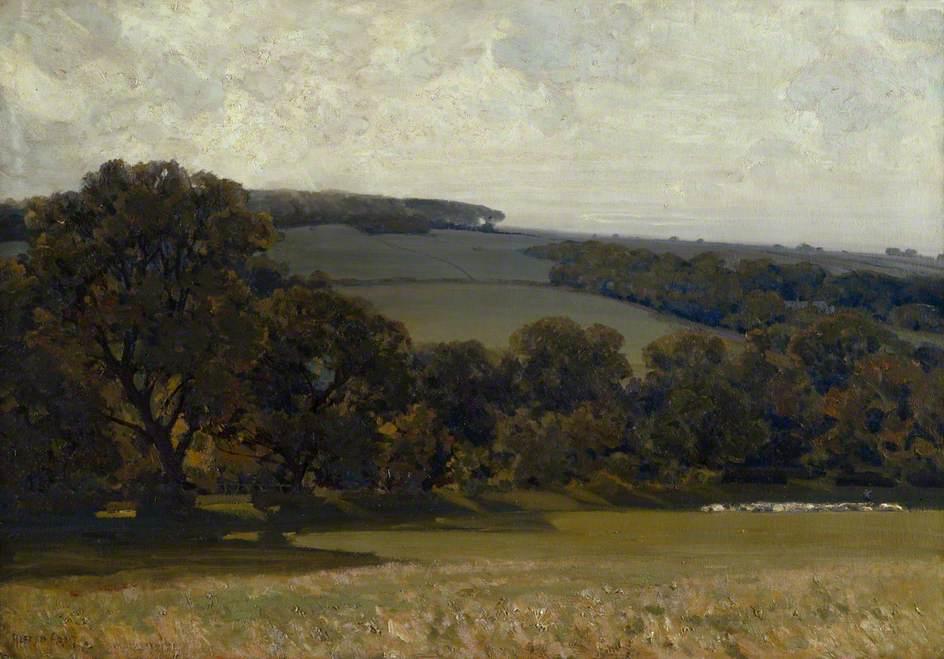 Wikioo.org - The Encyclopedia of Fine Arts - Painting, Artwork by Alfred East - Evening in the Cotswolds