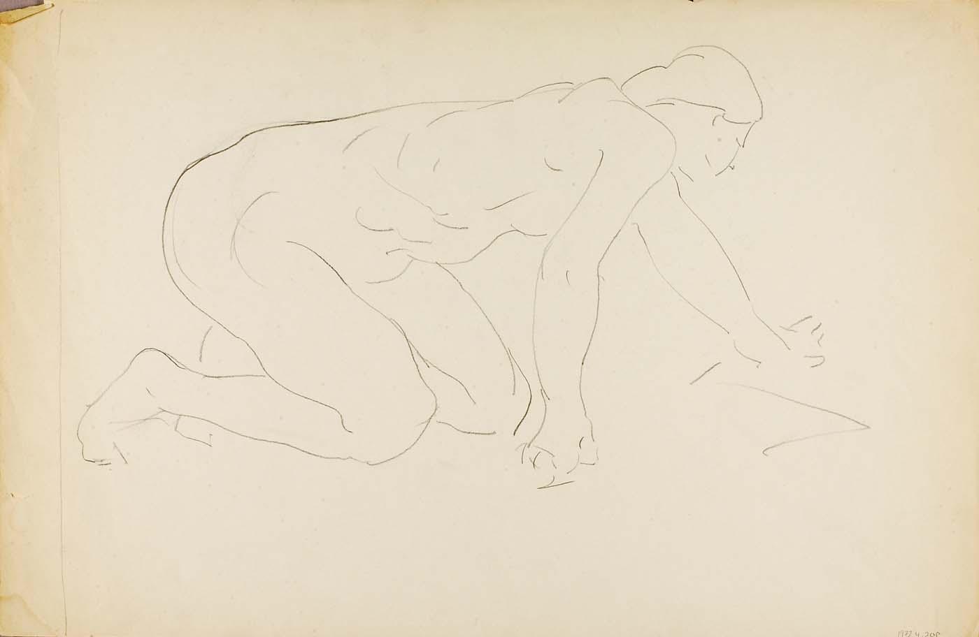 WikiOO.org - Encyclopedia of Fine Arts - Maľba, Artwork Alfred Henry Maurer - Crawling Nude