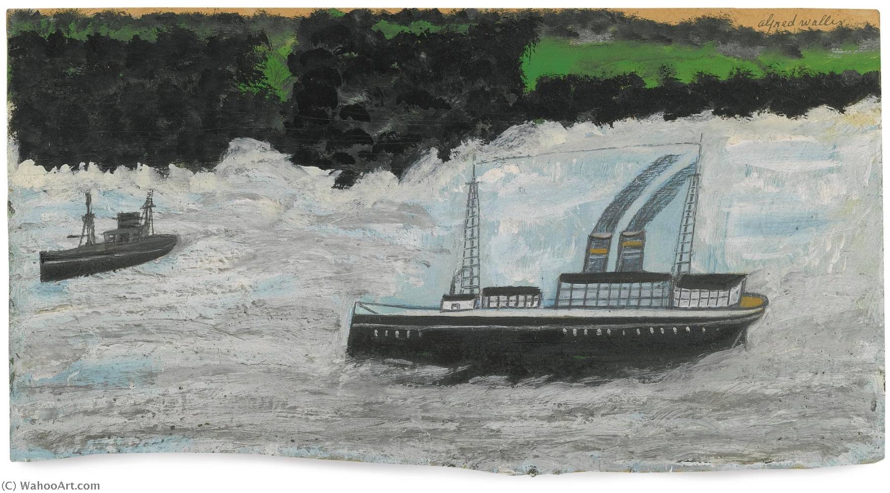Wikioo.org - The Encyclopedia of Fine Arts - Painting, Artwork by Alfred Wallis - Steam Boat