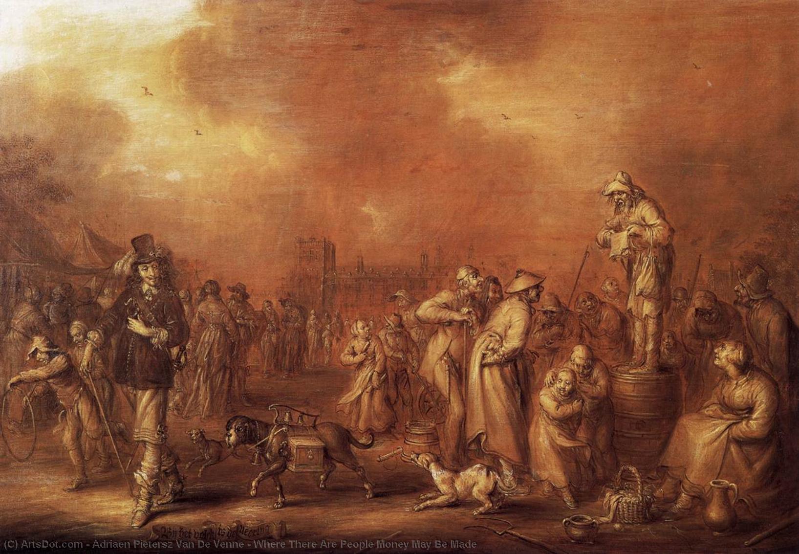 Wikioo.org - The Encyclopedia of Fine Arts - Painting, Artwork by Adriaen Pietersz Van De Venne - Where There Are People Money May Be Made