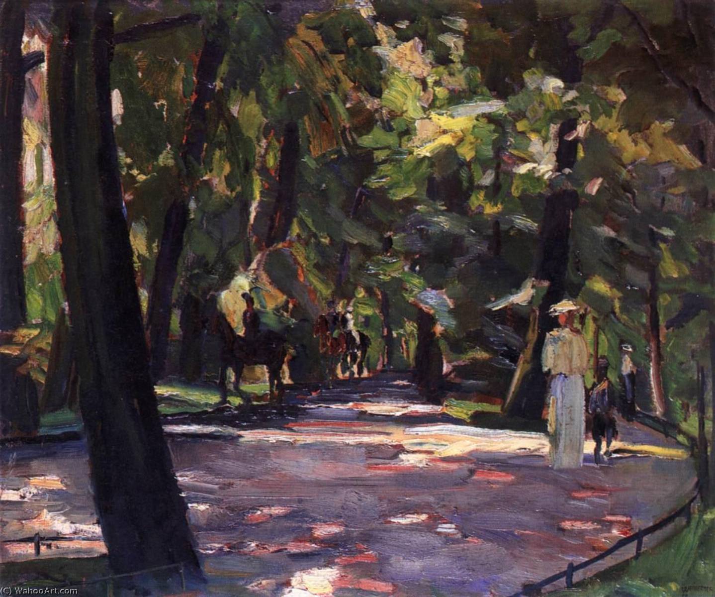 Wikioo.org - The Encyclopedia of Fine Arts - Painting, Artwork by Albert Weisgerber - Riding in the English Gardens, Munich