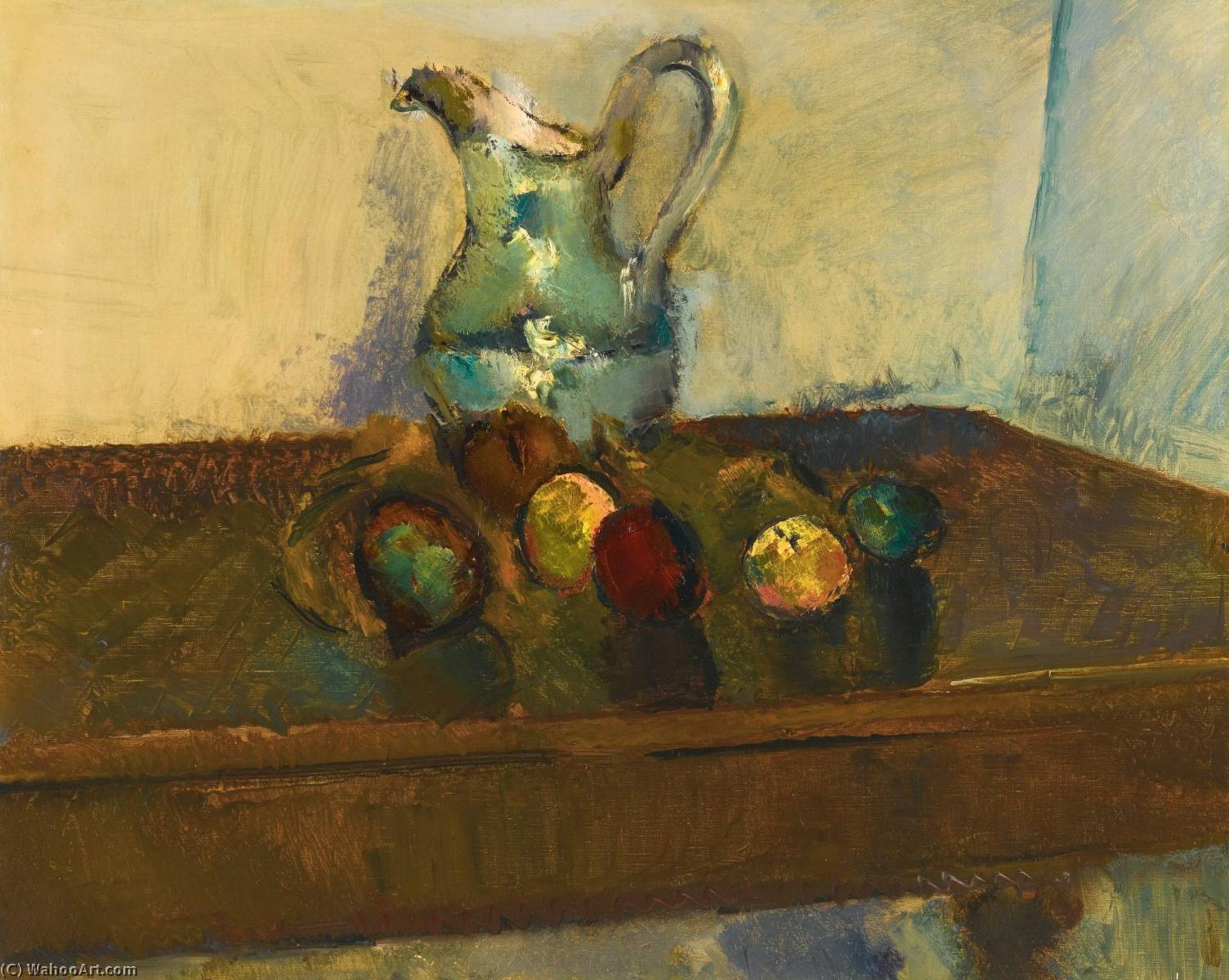 Wikioo.org - The Encyclopedia of Fine Arts - Painting, Artwork by Anton Faistauer - Still Life with Apples and Pitcher