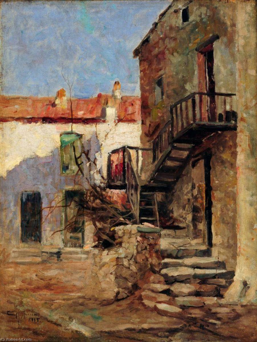 Wikioo.org - The Encyclopedia of Fine Arts - Painting, Artwork by Antonio Parreiras - Houses in Piana, Corsica