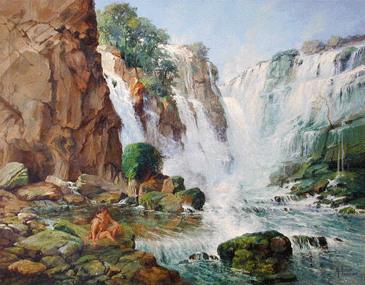 Wikioo.org - The Encyclopedia of Fine Arts - Painting, Artwork by Antonio Parreiras - English Iguazu Falls Português Cataratas do Iguaçu