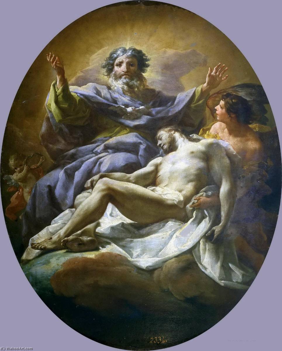 Wikioo.org - The Encyclopedia of Fine Arts - Painting, Artwork by Bottega Di Corrado Giaquinto - The Holy Trinity