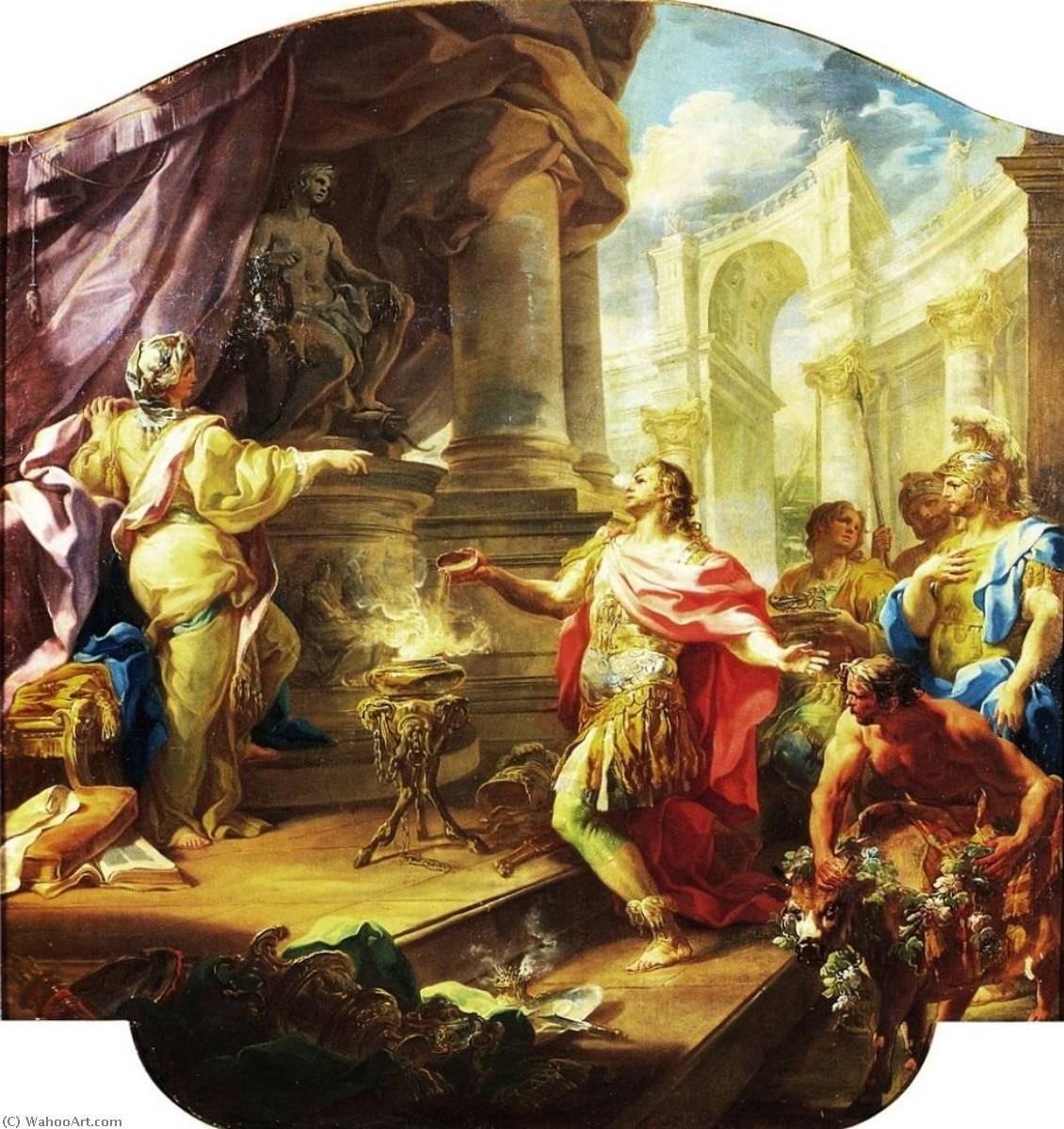 Wikioo.org - The Encyclopedia of Fine Arts - Painting, Artwork by Bottega Di Corrado Giaquinto - Life of Aeneas Aeneas Offers a Sacrifice to Apollo