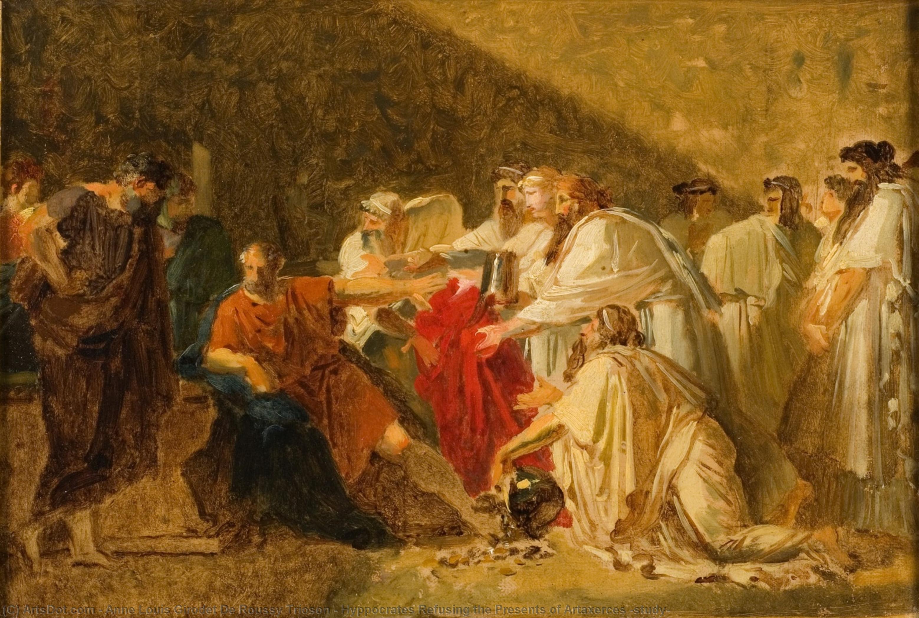 Wikioo.org - The Encyclopedia of Fine Arts - Painting, Artwork by Anne Louis Girodet De Roussy Trioson - Hyppocrates Refusing the Presents of Artaxerces (study)