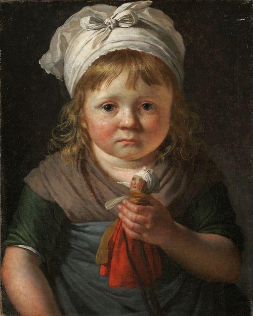 Wikioo.org - The Encyclopedia of Fine Arts - Painting, Artwork by Anne Louis Girodet De Roussy Trioson - Little Peasant Girl with a Doll