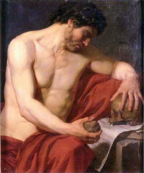 Wikioo.org – L'Encyclopédie des Beaux Arts - Peinture, Oeuvre de Anne Louis Girodet De Roussy Trioson - Homme méditant sur  mort