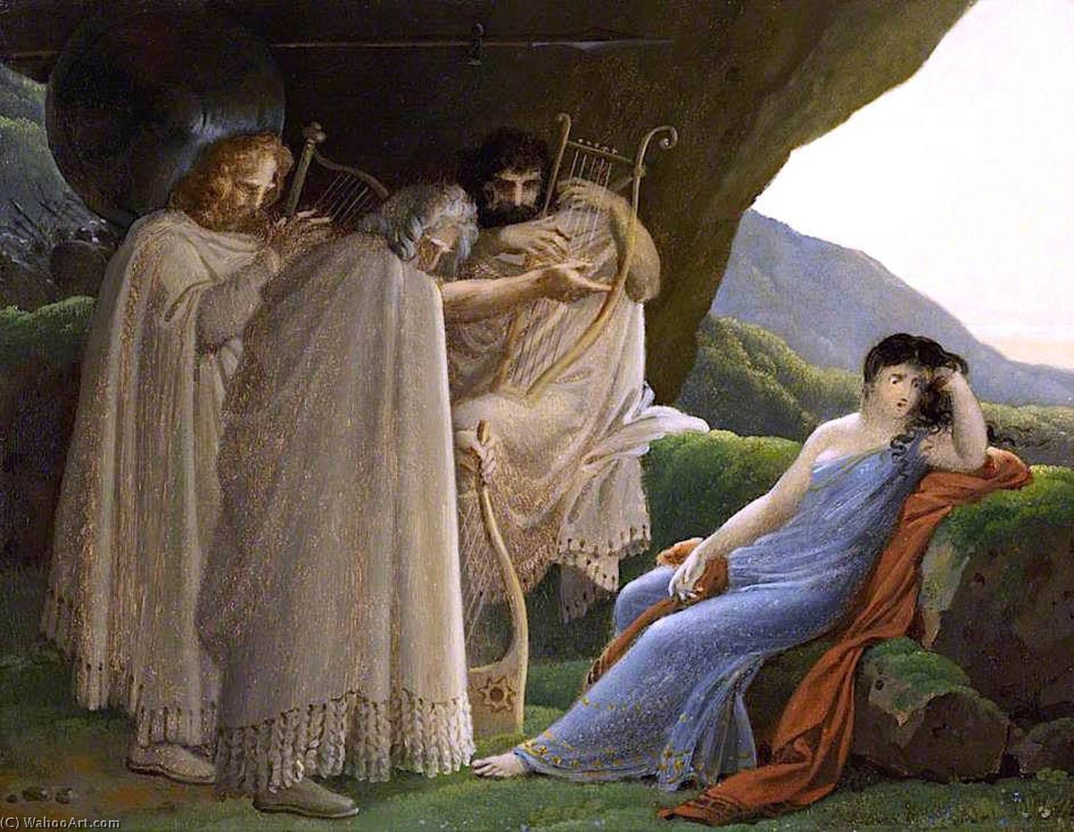 WikiOO.org - Encyclopedia of Fine Arts - Maleri, Artwork Anne Louis Girodet De Roussy Trioson - Malvina Mourning the Death of her Fiancé Oscar