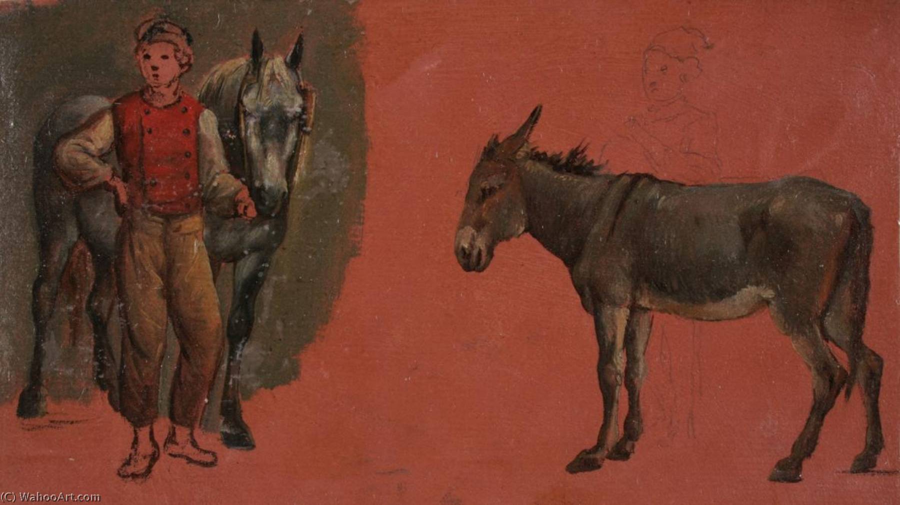 WikiOO.org – 美術百科全書 - 繪畫，作品 Anne Louis Girodet De Roussy Trioson - 驴 马  和  马夫