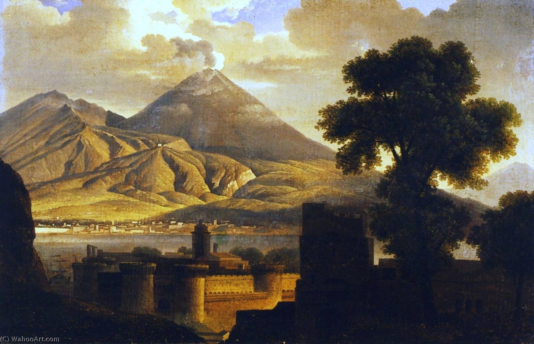 WikiOO.org - Güzel Sanatlar Ansiklopedisi - Resim, Resimler Anne Louis Girodet De Roussy Trioson - Landscape with Vesuvius