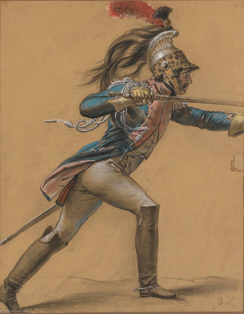 WikiOO.org - Encyclopedia of Fine Arts - Festés, Grafika Anne Louis Girodet De Roussy Trioson - A French Dragoon, Study for ''The Revolt of Cairo''