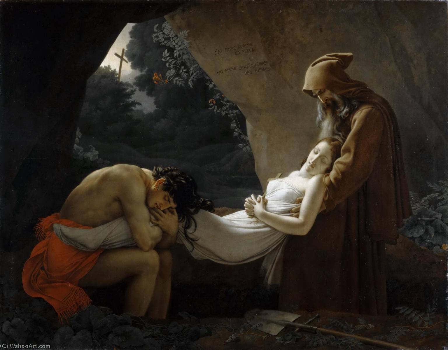 WikiOO.org - Enciklopedija likovnih umjetnosti - Slikarstvo, umjetnička djela Anne Louis Girodet De Roussy Trioson - The Funerals of Atala (Louvre)