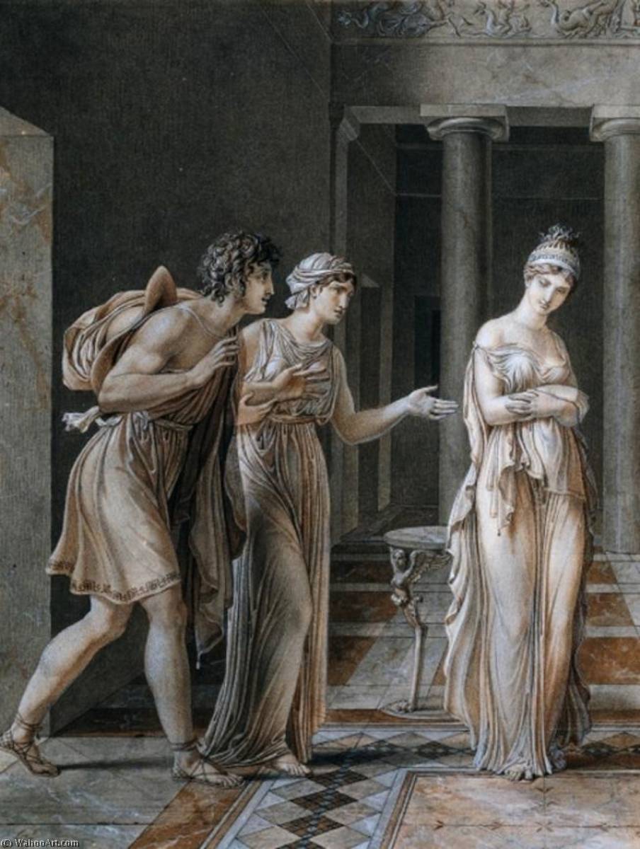 Wikioo.org - Encyklopedia Sztuk Pięknych - Malarstwo, Grafika Anne Louis Girodet De Roussy Trioson - The Meeting of Orestes and Hermione