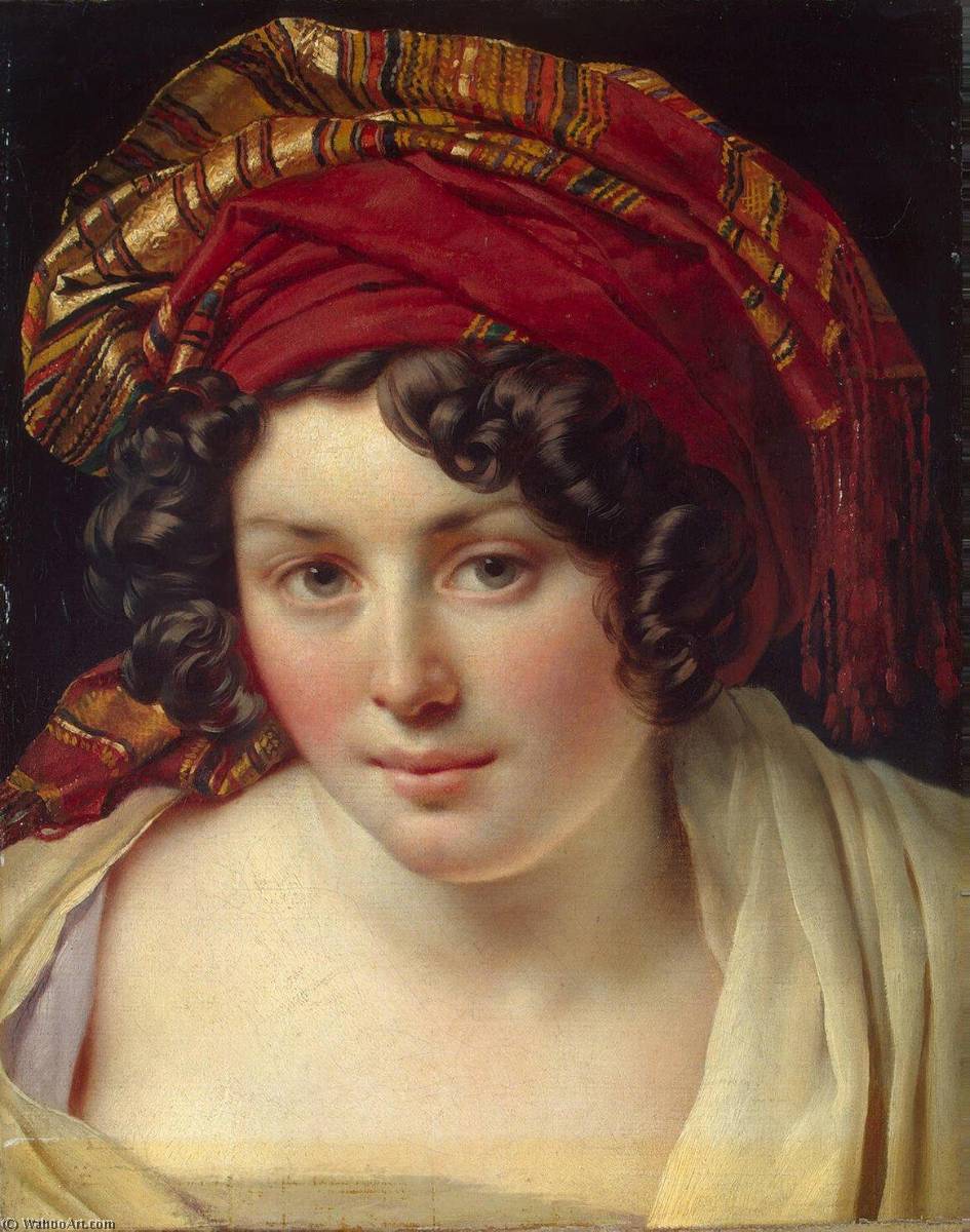 WikiOO.org - دایره المعارف هنرهای زیبا - نقاشی، آثار هنری Anne Louis Girodet De Roussy Trioson - Head of a Woman in a Turban