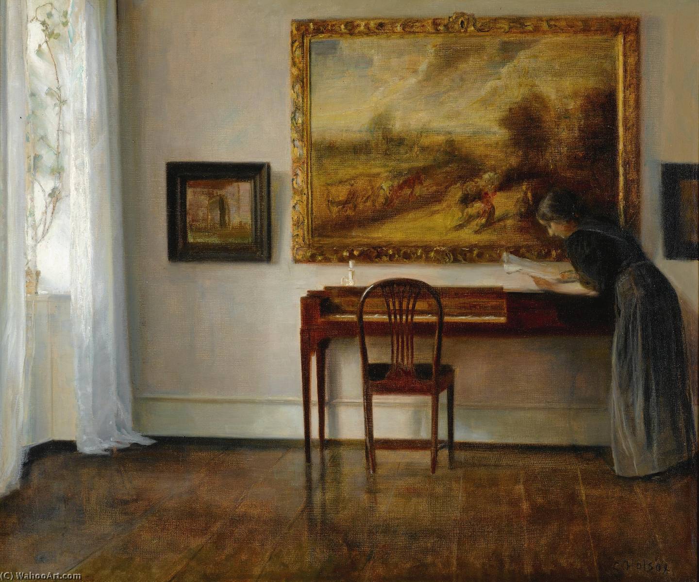 Wikioo.org – L'Encyclopédie des Beaux Arts - Peinture, Oeuvre de Carl Holsøe - intérieur avec peinture