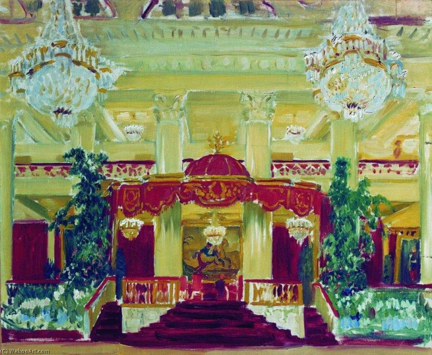 Wikioo.org - The Encyclopedia of Fine Arts - Painting, Artwork by Boris Mikhaylovich Kustodiev - A Hall of the Noble Assembly in St.Petersburg