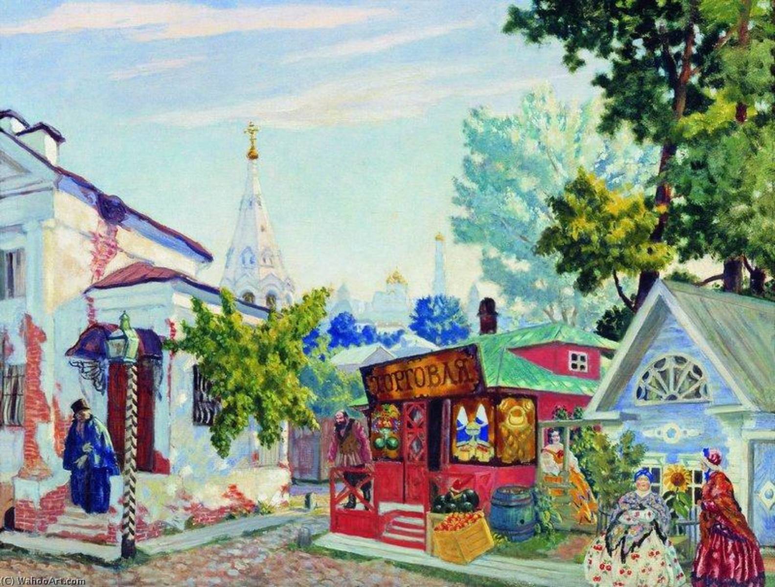 Wikioo.org - The Encyclopedia of Fine Arts - Painting, Artwork by Boris Mikhaylovich Kustodiev - A Meeting