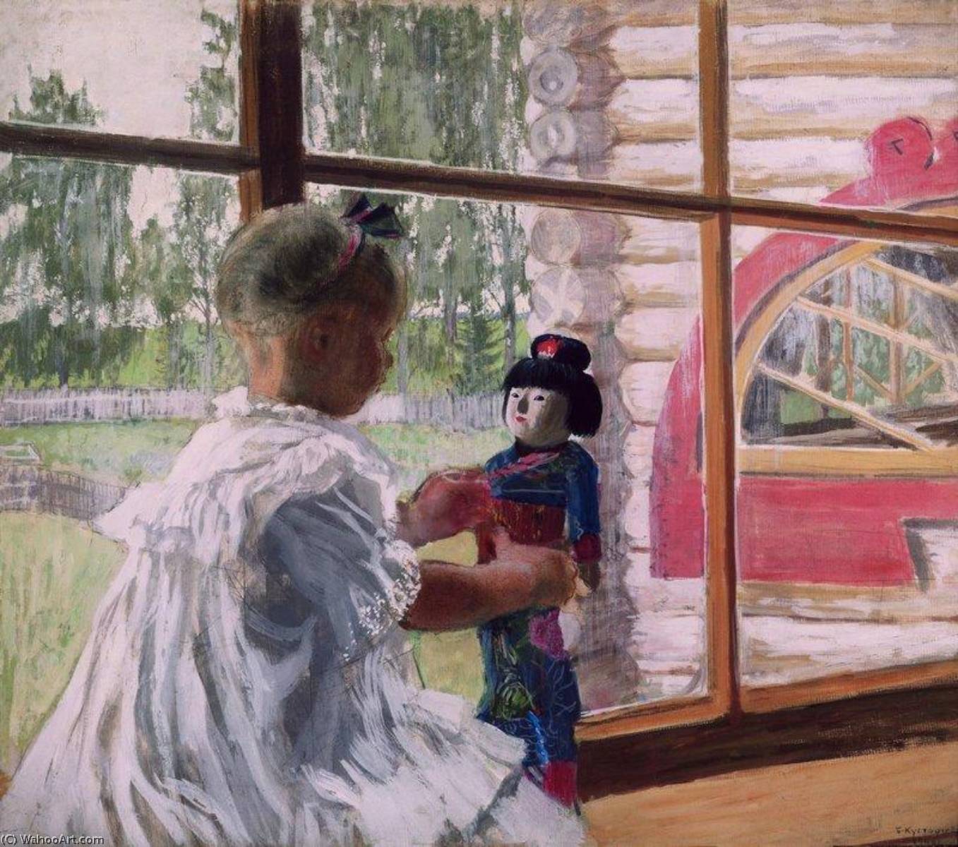 Wikioo.org - The Encyclopedia of Fine Arts - Painting, Artwork by Boris Mikhaylovich Kustodiev - A Japanese Doll