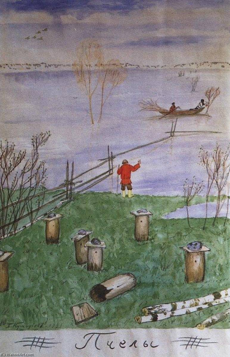 Wikioo.org - The Encyclopedia of Fine Arts - Painting, Artwork by Boris Mikhaylovich Kustodiev - An Illustration for Nikolai Nekrasov's Poem Bees