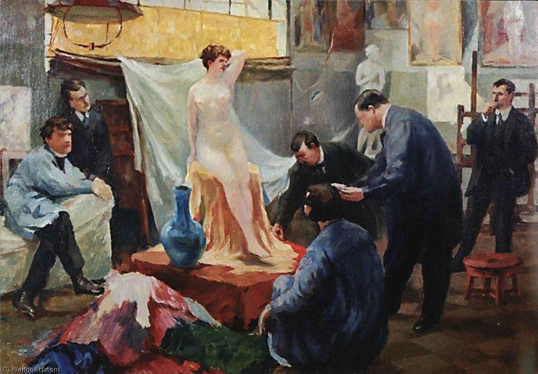 Wikioo.org - The Encyclopedia of Fine Arts - Painting, Artwork by Boris Mikhaylovich Kustodiev - Ilya Repin's Studio