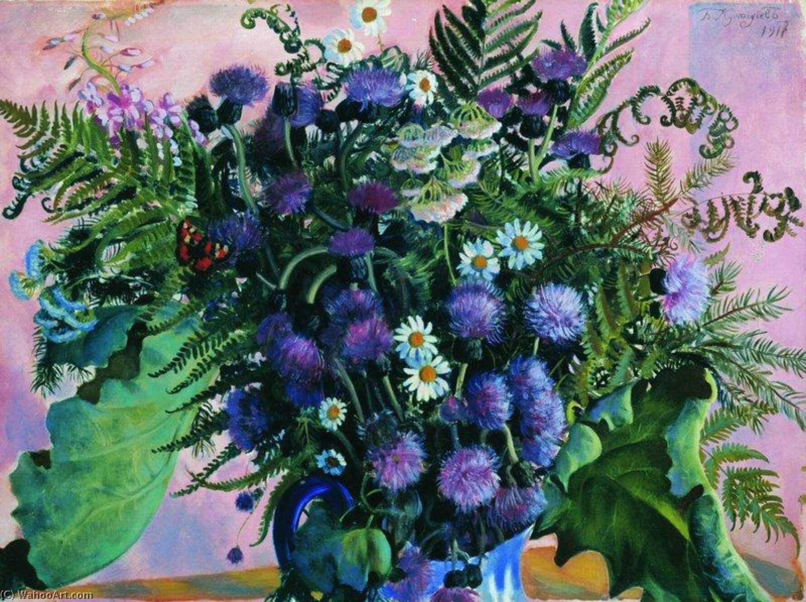 Wikioo.org - The Encyclopedia of Fine Arts - Painting, Artwork by Boris Mikhaylovich Kustodiev - Flowers