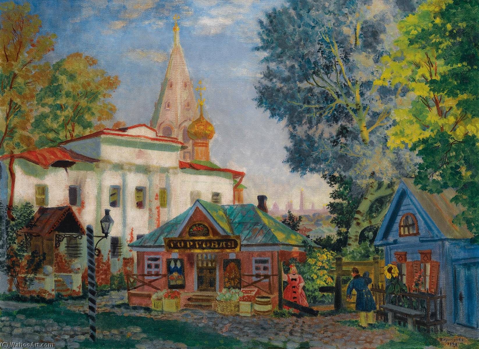 WikiOO.org - Enciklopedija dailės - Tapyba, meno kuriniai Boris Mikhaylovich Kustodiev - In the Provinces