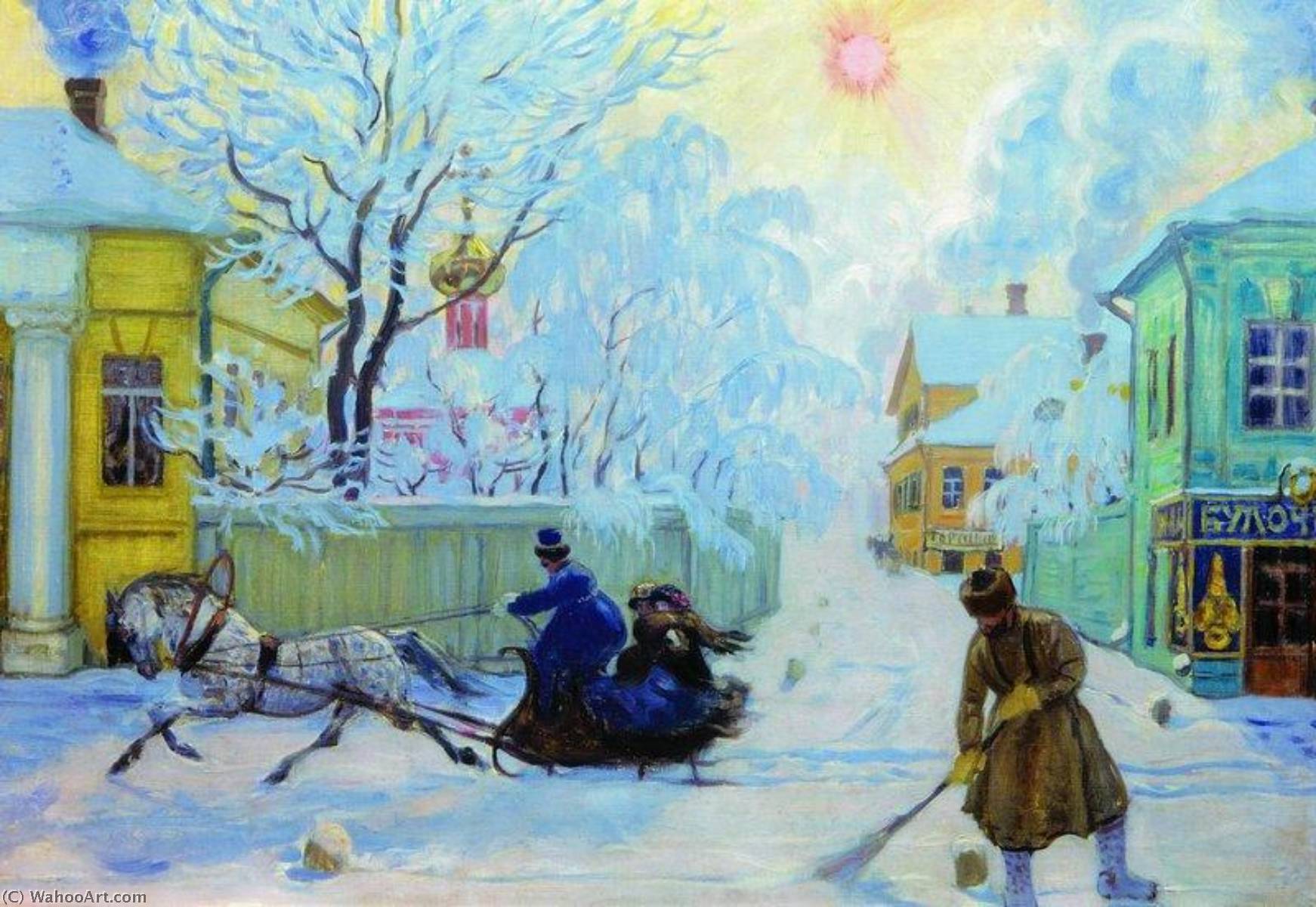 Wikioo.org - The Encyclopedia of Fine Arts - Painting, Artwork by Boris Mikhaylovich Kustodiev - A Frosty Day