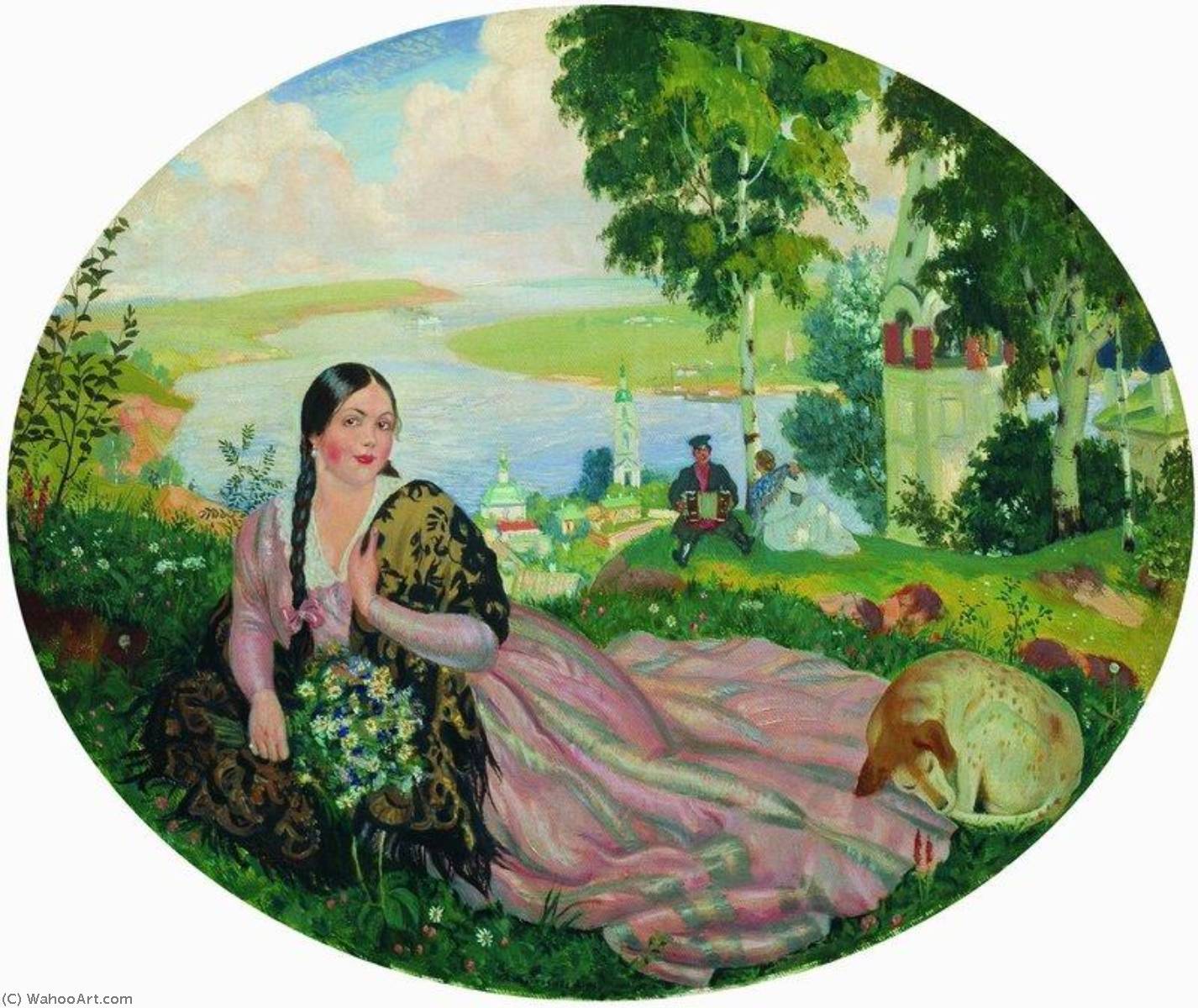 Wikioo.org - The Encyclopedia of Fine Arts - Painting, Artwork by Boris Mikhaylovich Kustodiev - Girl on the Volga