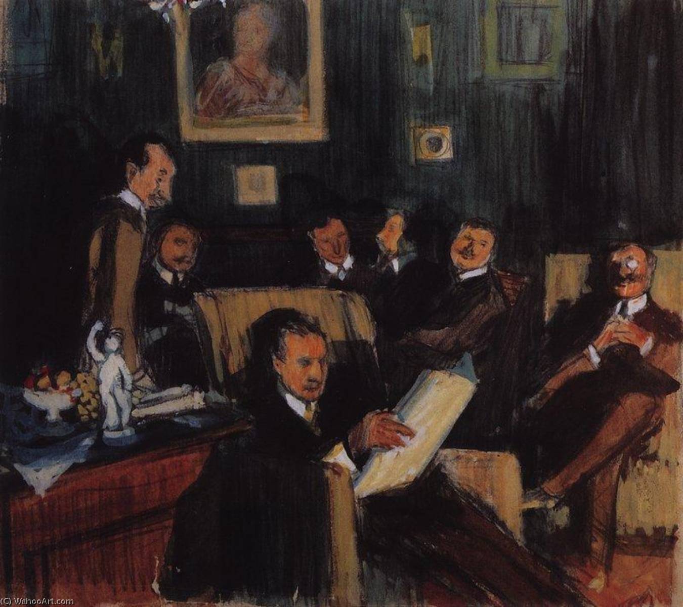 Wikioo.org - The Encyclopedia of Fine Arts - Painting, Artwork by Boris Mikhaylovich Kustodiev - A Group Portrait of Artists