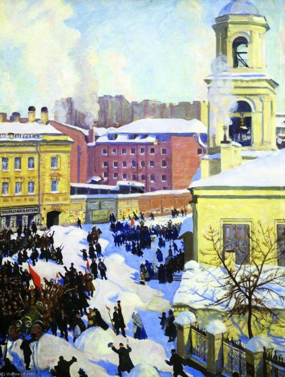 Wikioo.org - The Encyclopedia of Fine Arts - Painting, Artwork by Boris Mikhaylovich Kustodiev - February 27, 1917